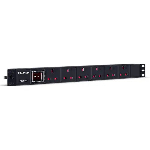 CSH Online Shop CyberPower PDU11310 Basic Power Distribution Unit, 1U Vertical/Horizontal Rackmount, 6 Outlets, Aluminium Housing CYBERPOWER