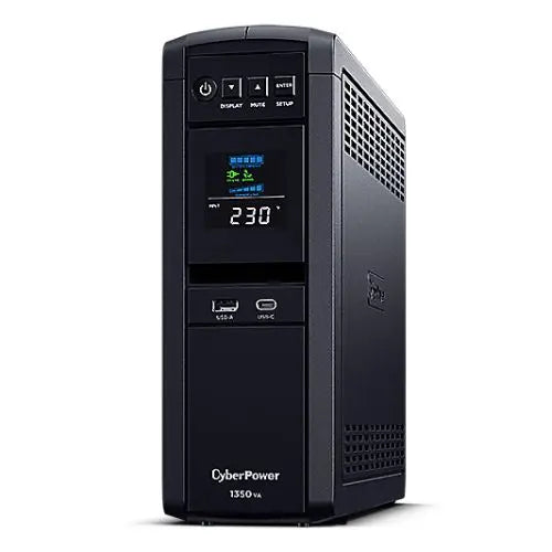 CSH Online Shop CyberPower PFC Sinewave 1350VA Line Interactive Tower UPS, 810W, LCD Display, 2x UK Plug, 4x IEC, AVR Energy Saving CYBERPOWER