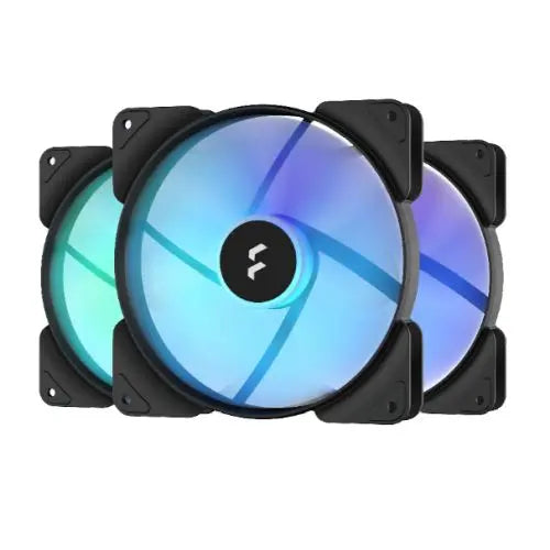 CSH Online Shop Fractal Design Aspect 14 14cm RGB PWM Case Fans (3 Pack), Rifle Bearing, Supports Chaining, Aerodynamic Stator Struts, 500-1700 RPM, Black Frame FRACTAL