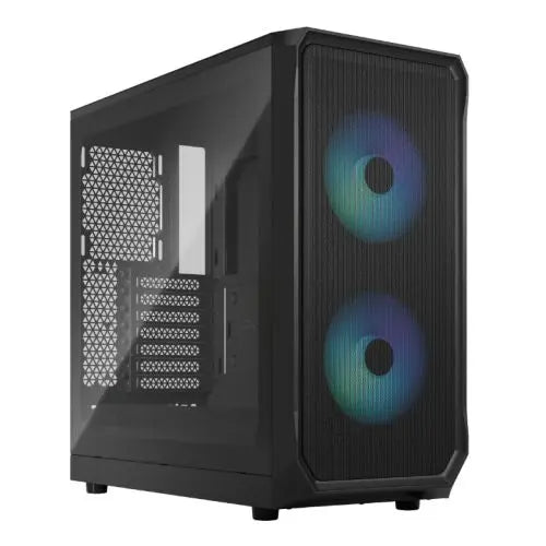 CSH Online Shop Fractal Design Focus 2 RGB (Black TG) Gaming Case w/ Clear Glass Window, ATX, 2 RGB Fans, RGB controller, Mesh Front, Innovative Shroud System FRACTAL