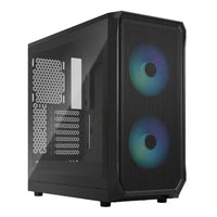 CSH Online Shop Fractal Design Focus 2 RGB (Black TG) Gaming Case w/ Clear Glass Window, ATX, 2 RGB Fans, RGB controller, Mesh Front, Innovative Shroud System FRACTAL