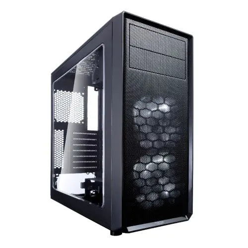 CSH Online Shop Fractal Design Focus G (Black) Gaming Case w/ Clear Window, ATX, 2 White LED Fans, Kensington Bracket, Filtered Front, Top & Base Air Intakes FRACTAL