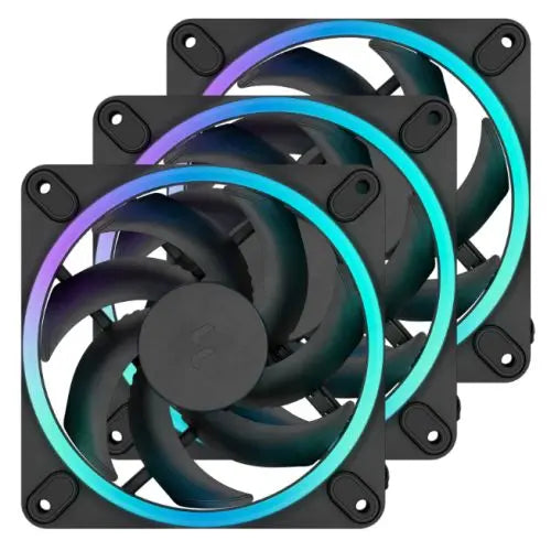 CSH Online Shop Fractal Design Momentum 12 ARGB 12cm PWM Case Fans (3-Pack), 16 LEDs, FDB Bearing, 350-2200 RPM, 8-pin Connector, Black FRACTAL