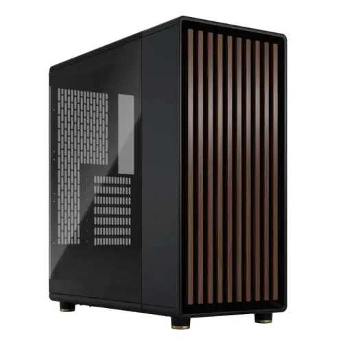 CSH Online Shop Fractal Design North Charcoal Black (TG Dark) Case w/ Dark Tint Glass Window, ATX, 2 Fans, USB-C, Walnut Front FRACTAL