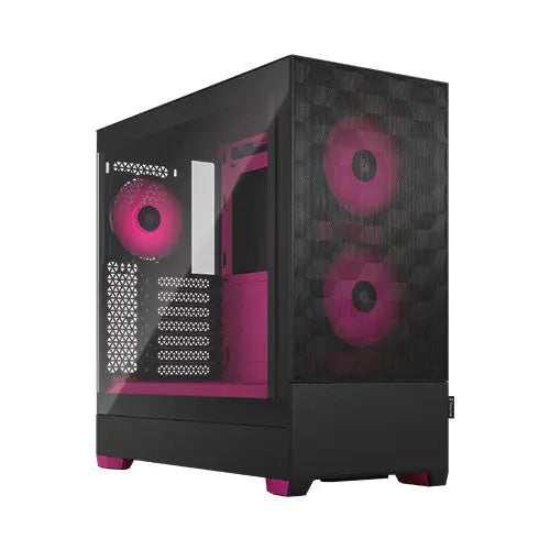 CSH Online Shop Fractal Design Pop Air RGB (Magenta Core TG) Gaming Case w/ Clear Glass Window, ATX, Hexagonal Mesh Front, Magenta Interior/Accents, 3 RGB Fans & ARGB Controller FRACTAL