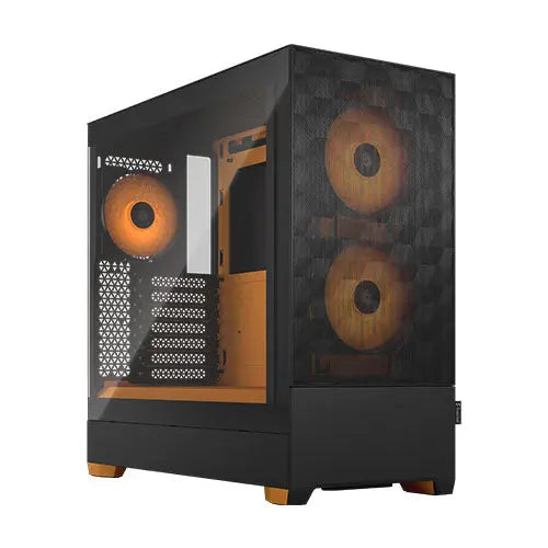 CSH Online Shop Fractal Design Pop Air RGB (Orange Core TG) Gaming Case w/ Clear Glass Window, ATX, Hexagonal Mesh Front, Orange Interior/Accents, 3 RGB Fans & ARGB Controller FRACTAL