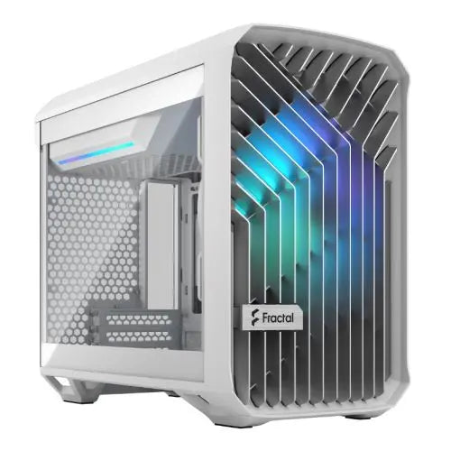 CSH Online Shop Fractal Design Torrent Nano (Light TG RGB White) Case w/ Light Tint Glass Window, Mini ITX, 1 RGB Fan, ATX PSU & 335mm GPU Support, 280mm Watercooling, RGB Strip, Front Grille, USB-C FRACTAL