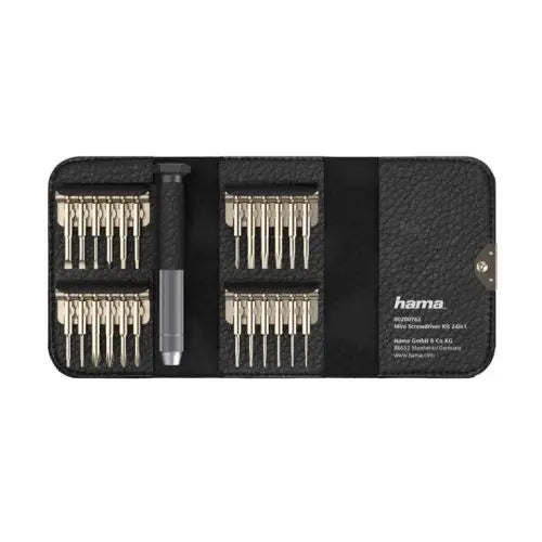 CSH Online Shop Hama 24-in-1 Mini Screwdriver Set, Resilient Steel, Leather-Look Case HAMA