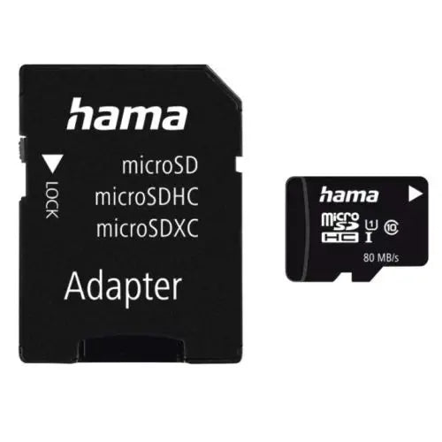 CSH Online Shop Hama 256GB MicroSDHC Card with SD Adapter, Class 10 UHS-I, Up to 80MB/s HAMA