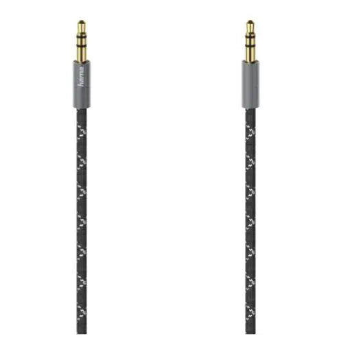CSH Online Shop Hama 3.5mm Jack Stereo Cable, Male to Male, Gold-Plated, Fabric Jacket, 1.5 Metre HAMA