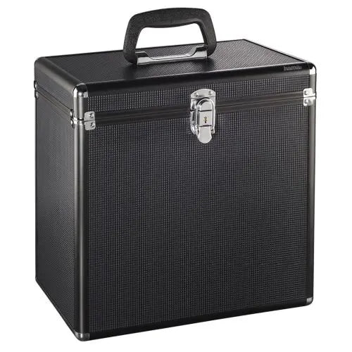 CSH Online Shop Hama 50 LP Case, Up to 50 LPs, Aluminium Look, Lockable, Black HAMA
