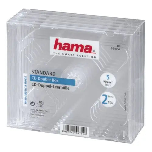 CSH Online Shop Hama 5x Double CD/DVD/Blu-Ray Cases, 2 Discs per case, Transparent HAMA