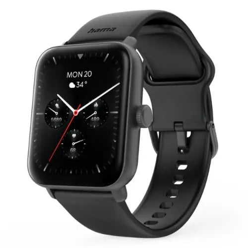 CSH Online Shop Hama 6010 Fitness Tracker Smart Watch, 1.65" LCD Touch Screen, Waterproof, Built-In GPS, Hands-Free Calling, Black HAMA