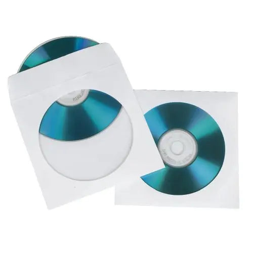 CSH Online Shop Hama CD/DVD/Blu-Ray Protective Sleeves x100, White Paper, Transparent Window HAMA