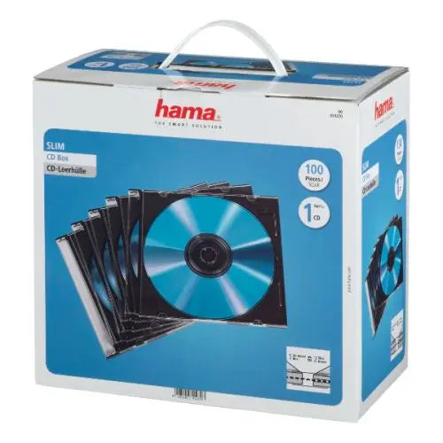 CSH Online Shop Hama CD/DVD/Blu-Ray Slim Jewel Cases x100, Transparent/Black HAMA
