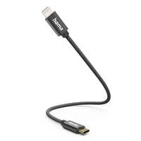 CSH Online Shop Hama Charging/Data USB-C to Lightning Cable, 480Mbps, Nylon Sheath, Gold-Plated, 0.2 Metre, Black HAMA