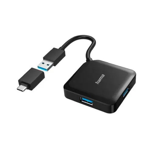 CSH Online Shop Hama External 4-Port USB 3.2 Gen 1 Hub, USB Powered, USB-A w/ USB-C Adapter HAMA