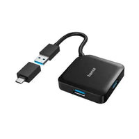 CSH Online Shop Hama External 4-Port USB 3.2 Gen 1 Hub, USB Powered, USB-A w/ USB-C Adapter HAMA