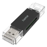 CSH Online Shop Hama External USB 2.0 OTG Card Reader, USB-A + Micro USB, SD/microSD, Black, USB Powered HAMA