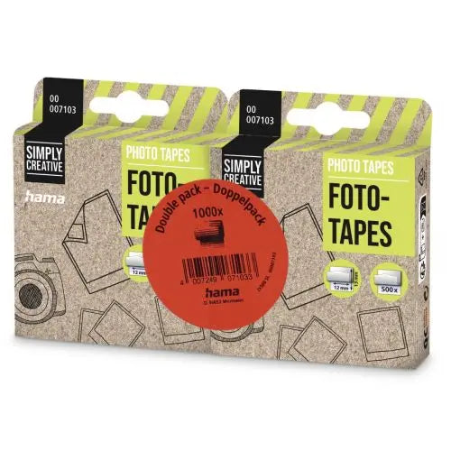 CSH Online Shop Hama Photo Tape Dispenser, Double Pack (2x 500 Tapes), Self-Adhesive HAMA
