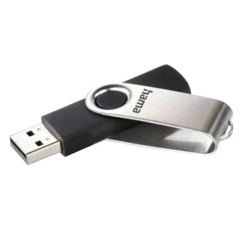 CSH Online Shop Hama Rotate 16GB USB 2.0 Memory Pen, Rotating Cap, Keyring, Black/Silver HAMA