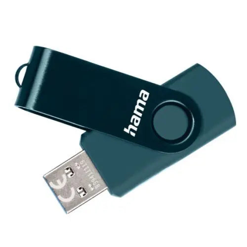 CSH Online Shop Hama Rotate 256GB USB 3.0 Memory Pen, Rotating Cap, Keyring, Petrol Blue HAMA