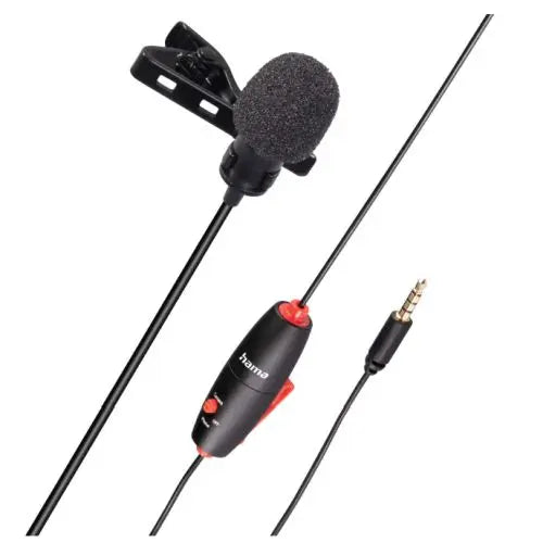 CSH Online Shop Hama Smart Lavalier Clip-On Microphone, 3.5mm Jack, On/Off Switch, 6 Metre Cable, Bag HAMA
