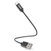 CSH Online Shop Hama USB-A to USB-C Quick Charging Cable, USB 2.0, Nylon Sheath, 0.2 Metre, Black HAMA