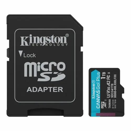 CSH Online Shop Kingston 1TB Canvas Go! Plus Gen4 MicroSDXC Card with SD Adapter, UHS-I Class 10, U3, A2 App Performance, 200MB/s KINGSTON