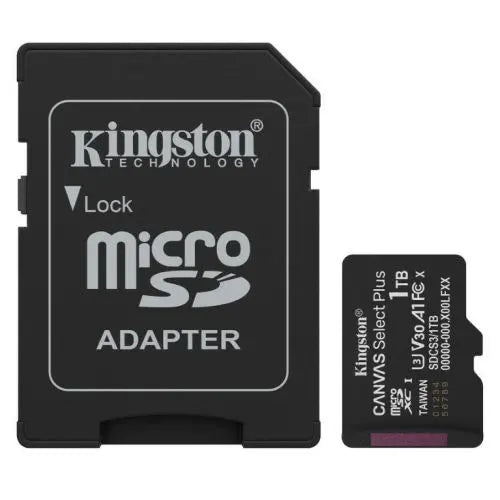 CSH Online Shop Kingston 1TB Canvas Select Plus Gen3 MicroSDXC Card with SD Adapter, UHS-I Class 10, U3, V30, A1 App Performance, 150MB/s KINGSTON