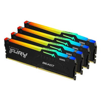 CSH Online Shop Kingston Fury Beast RGB 128GB Kit (4 x 32GB), DDR5, 5600MHz, CL40, 1.25V, ECC, PMIC, Intel XMP 3.0, Black, DIMM Memory KINGSTON