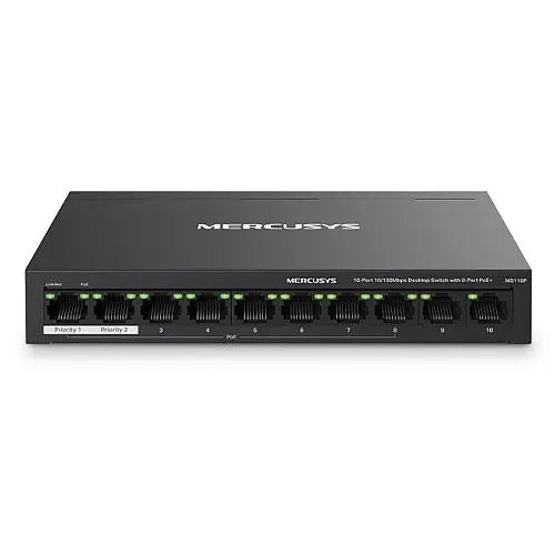 CSH Online Shop Mercusys (MS110P) 10-Port 10/100Mbps Desktop Switch with 8-Port PoE+, Metal Case MERCUSYS