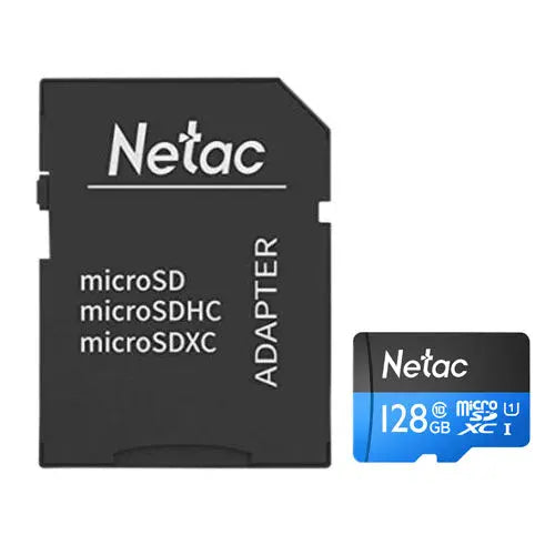 CSH Online Shop Netac P500 128GB MicroSDXC Card with SD Adapter, UHS-I Class 10, U1, 90MB/s NETAC