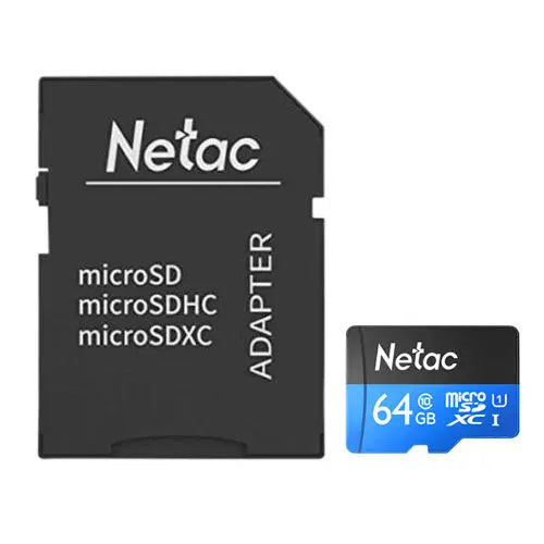 CSH Online Shop Netac P500 64GB MicroSDXC Card with SD Adapter, UHS-I Class 10, U1, 90MB/s NETAC