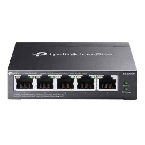 CSH Online Shop TP-LINK (ES205GP) Omada 5-Port Gigabit Easy Managed Switch with 4-Port PoE+, 5x GB Ports, Metal Casing TP-LINK