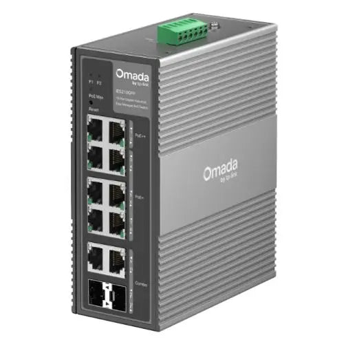 CSH Online Shop TP-LINK (IES210GPP) Omada 10-Port Gigabit Industrial Easy Managed Switch with 6-Port PoE+ and 2-Port PoE++, 2x Combo RJ45/SFP, IP40 Aluminium Casing TP-LINK