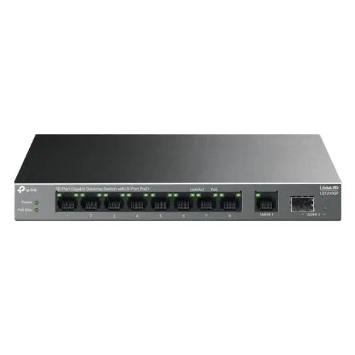 CSH Online Shop TP-LINK (LS1210GP) 10-Port Gigabit Desktop LiteWave Switch with 8-Port PoE+, GB SFP Port TP-LINK