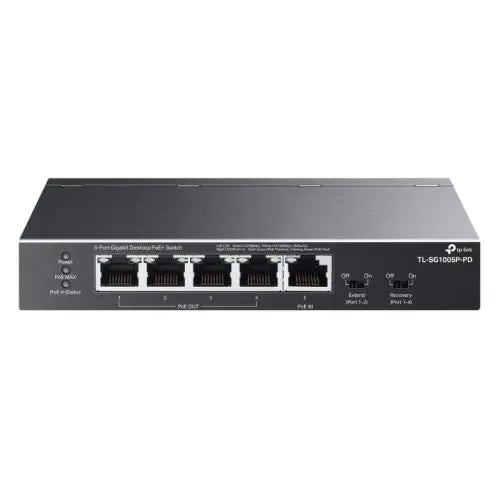 CSH Online Shop TP-LINK (TL-SG1005P-PD) 5-Port Gigabit Desktop PoE+ Switch with 1-Port PoE++ In and 4-Port PoE+Out, Long-Range PoE+ TP-LINK