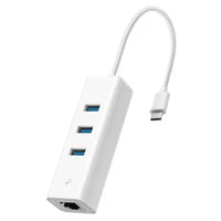 CSH Online Shop TP-LINK (UE330C) 3-Port USB-C Hub & Gigabit Ethernet Adapter, 3x USB-A 3.0, 1x GB LAN, White TP-LINK
