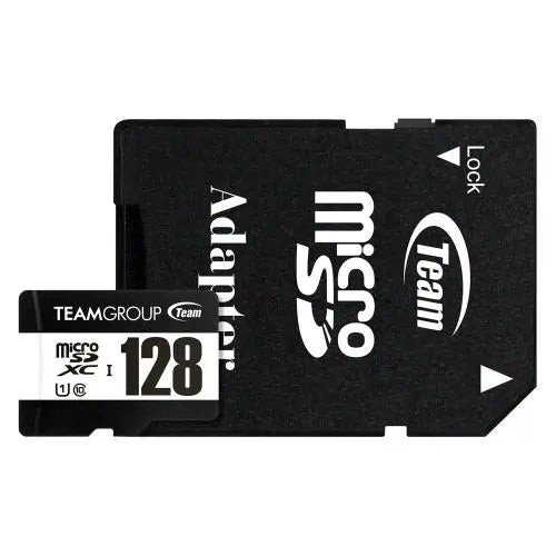 CSH Online Shop Team 128GB MicroSDXC UHS-I U1 C10 Card with SD Adapter, Class 10 UHS-I, Up to 100MB/s TEAM