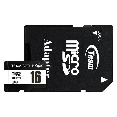 CSH Online Shop Team 16GB MicroSDHC UHS-I U1 C10 Card with SD Adapter, Class 10 UHS-I, Up to 80MB/s TEAM