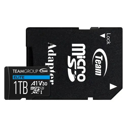 CSH Online Shop Team 1TB Elite A1 MicroSDXC Card with SD Adapter, UHS-I Class 3, U3, A1 App Performance, 100MB/s TEAM
