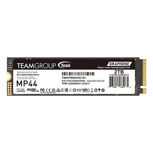CSH Online Shop Team 2TB MP44 M.2 NVMe Gen4 SSD, M.2 2280, PCIe4, R/W 7400/7000 MB/s, Heat Dissipating Graphene Label TEAM