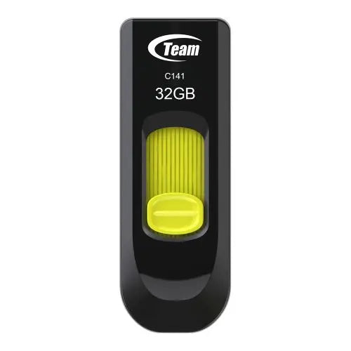 CSH Online Shop Team 32GB C141 Yellow USB 2.0 Memory Pen, Retractable Design, Ultra-thin 9.5mm TEAM