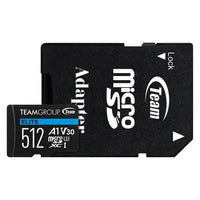 CSH Online Shop Team 512GB Elite A1 Micro SDXC Card with SD Adapter, UHS-I Class 3, U3, A1 App Performance, 100MB/s TEAM
