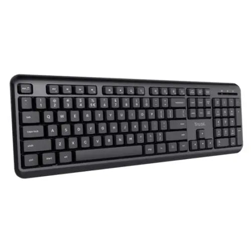 CSH Online Shop Trust TK-350 Wireless Membrane Keyboard, Spill-Proof, Silent Keys, Media Keys, Black TRUST