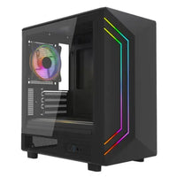 CSH Online Shop Vida Apollo M Black ARGB Gaming Case w/ Glass Window, Micro ATX, Rear ARGB Infinity Fan, Front LED Strips VIDA