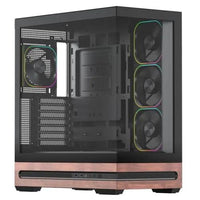 CSH Online Shop Vida Elegance Black ARGB Gaming Case w/ Glass Side & Front, ATX, Real Wood PSU Shroud, 4x ARGB PWM Fans, Fan Hub & Remote, USB-C 10Gbps, Asus BTF Compatible VIDA