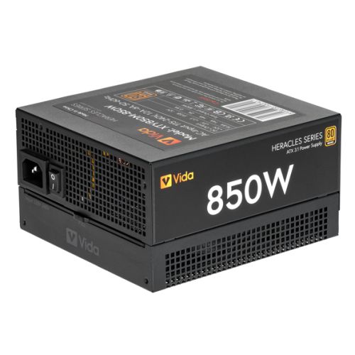 CSH Online Shop Vida 850W Heracles Black ATX 3.1 Gaming PSU, 80+ Bronze, 140mm Ultra-Quiet FDM Fan, Flat Black Cables, PCIe 5.1, Power Lead Not Included VIDA