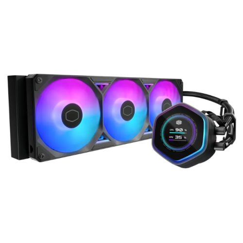 CSH Online Shop Cooler Master MasterLiquid 360 Atmos II LCD ARGB Liquid CPU Cooler, 360mm, Dual Chamber Design, Customisable LCD, Low Profile Pump, Black COOLER MASTER